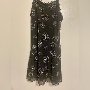 Black Dress with White Floral Pattern